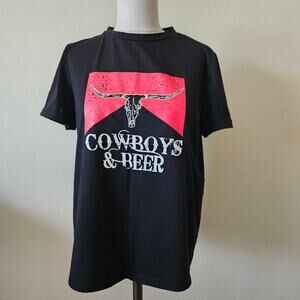 Cowboys & Beer Graphic Tshirt Medium